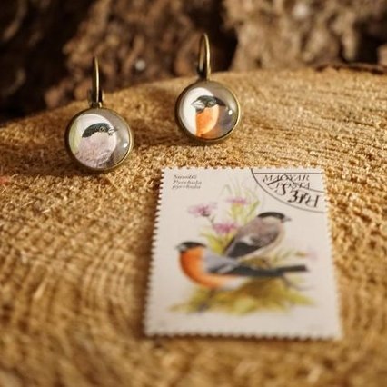 Ohrringe aus Briefmarken "Vögel"