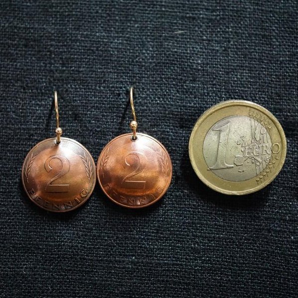 Ohrringe aus Münzen - BRD 2 Pfennig