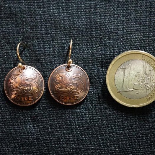 Ohrringe aus Münzen - Dänemark 25 Öre
