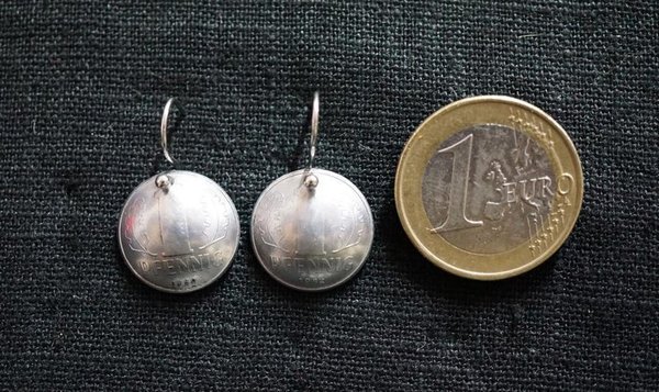 Ohrringe aus Münzen - DDR 1 Pfennig