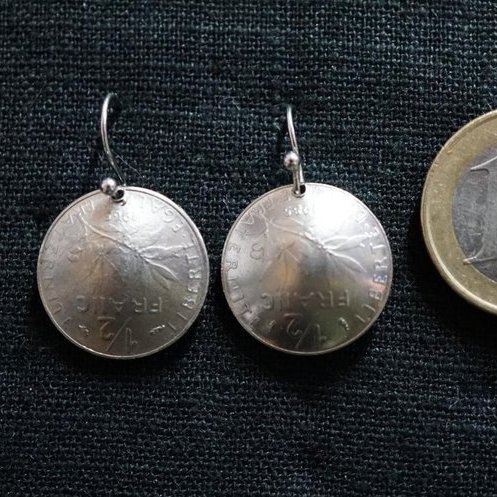 Ohrringe aus Münzen - Frankreich 1/2 Franc II