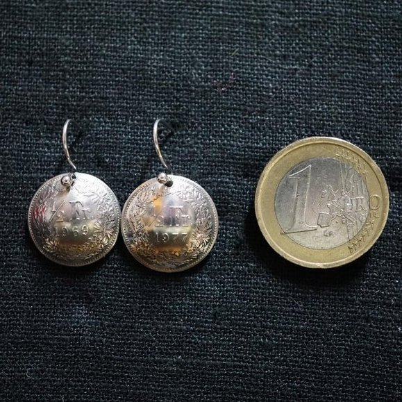 Ohrringe aus Münzen - Schweiz halber Franken