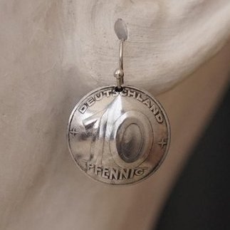Ohrringe aus Münzen - Deutschland 10 Pfennig