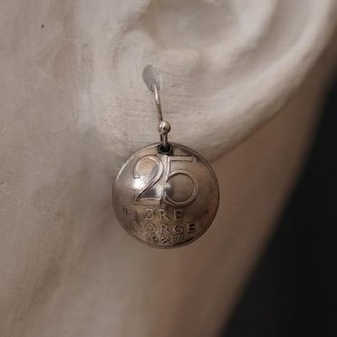 Ohrringe aus Münzen - Norwegen 25 Öre