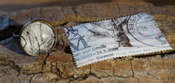 Ring aus Briefmarke "Winterlandschaft"
