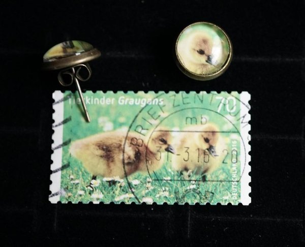 Ohrstecker aus Briefmarken "Küken"